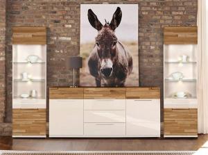 Arte-M Feel Modern Solid Oak and High Gloss White or Grey Storage Composition